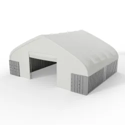 Střecha kontejneru 15,25x24m se stěnami z PVC 750g/m2