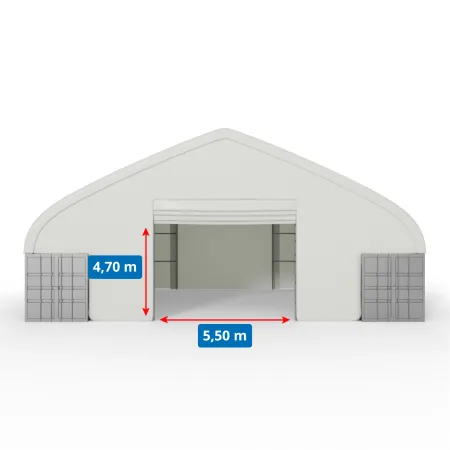 Střecha kontejneru 15,25x24m se stěnami z PVC 750g/m2